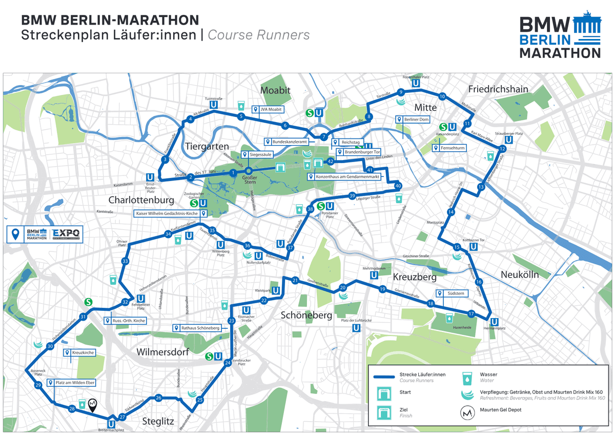 Berlin Marathon course map and route