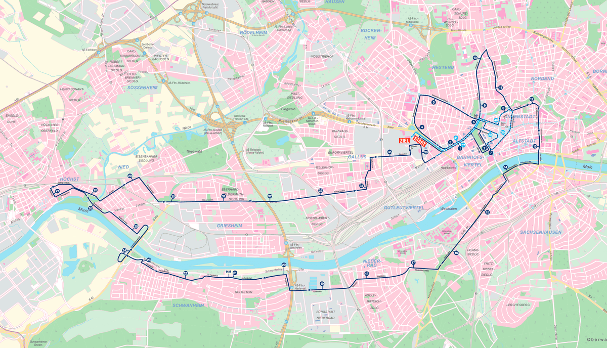 Frankfurt Marathon course map and route