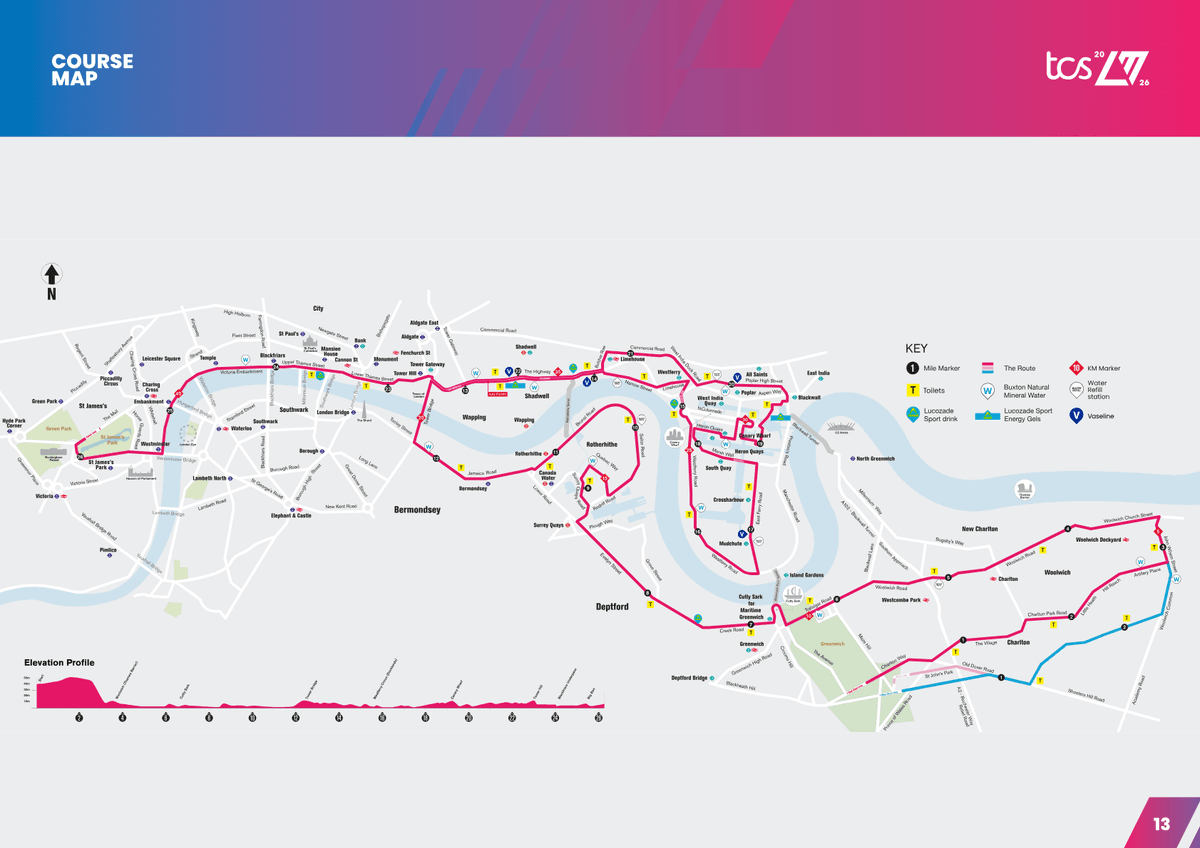 London Marathon course map and route
