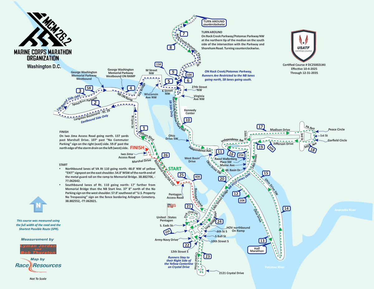 Marine Corps Marathon course map and route