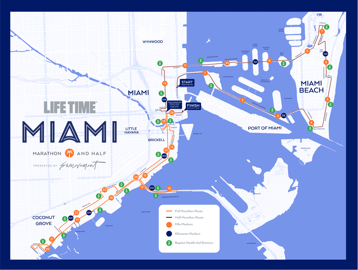 Miami Marathon course map and route