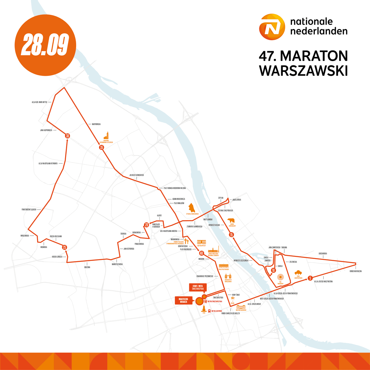 Warsaw Marathon course map and route