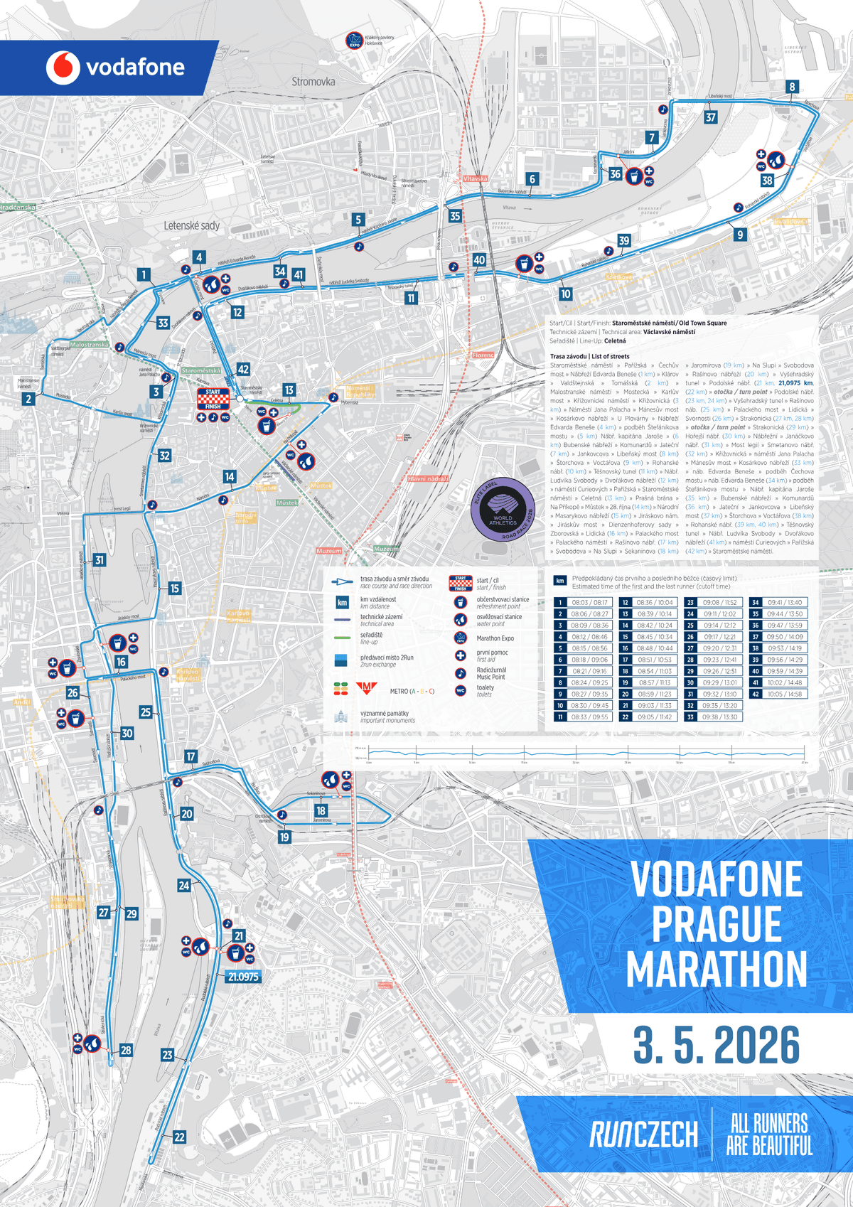 Prague Marathon course map and route