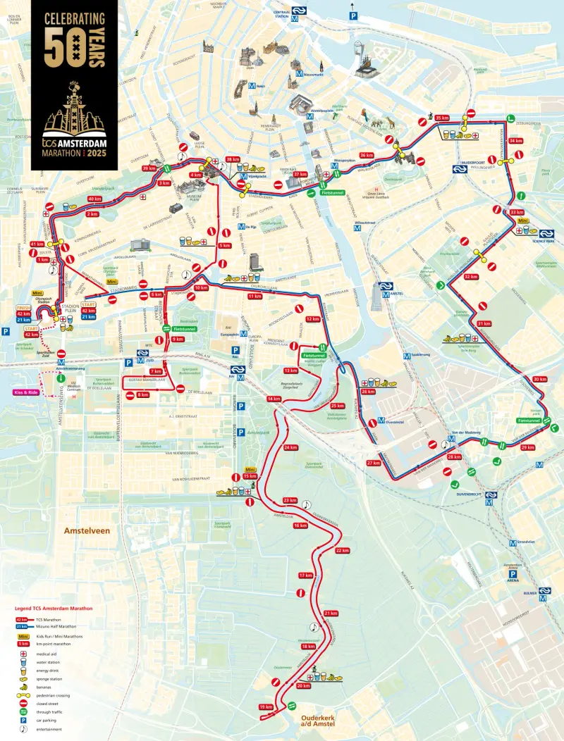Amsterdam Marathon course map and route