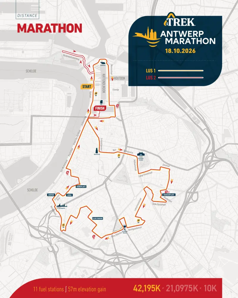 Antwerp Marathon course map and route