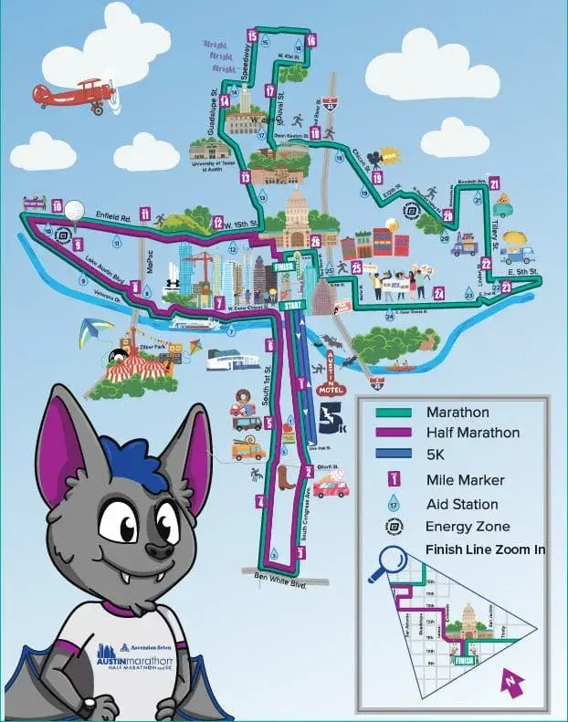 Austin Marathon course map and route