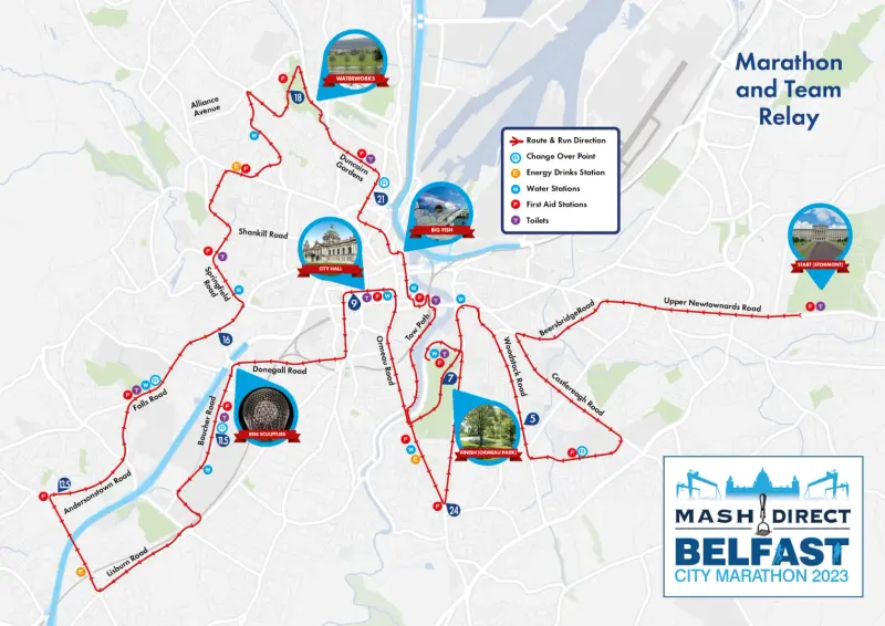 Belfast Marathon course map and route