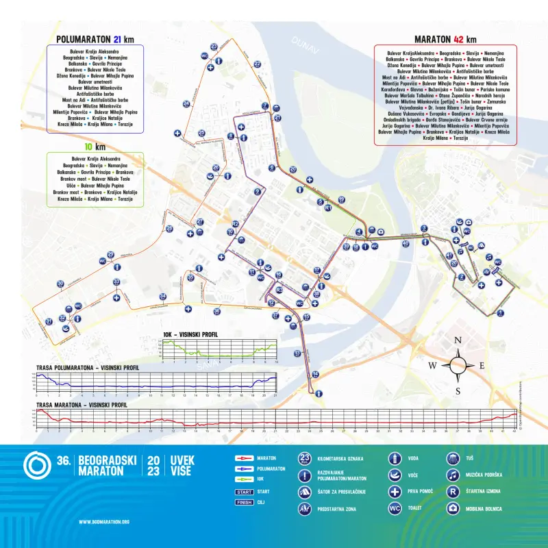 Belgrade Marathon course map and route