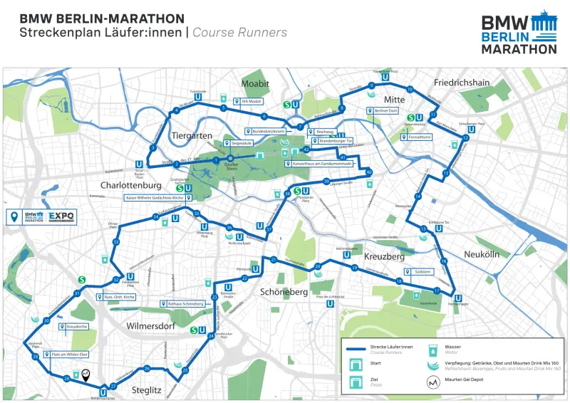 Berlin Marathon course map and route
