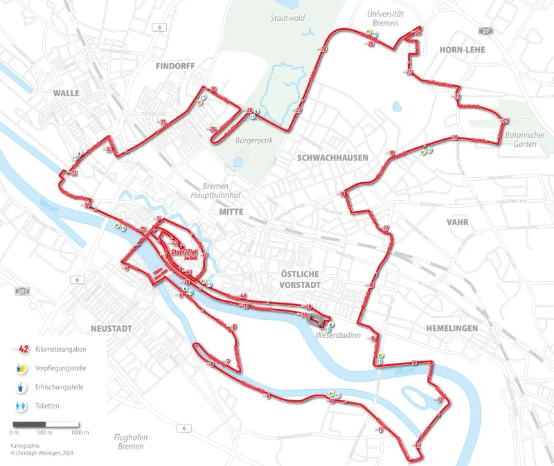 Bremen Marathon course map and route