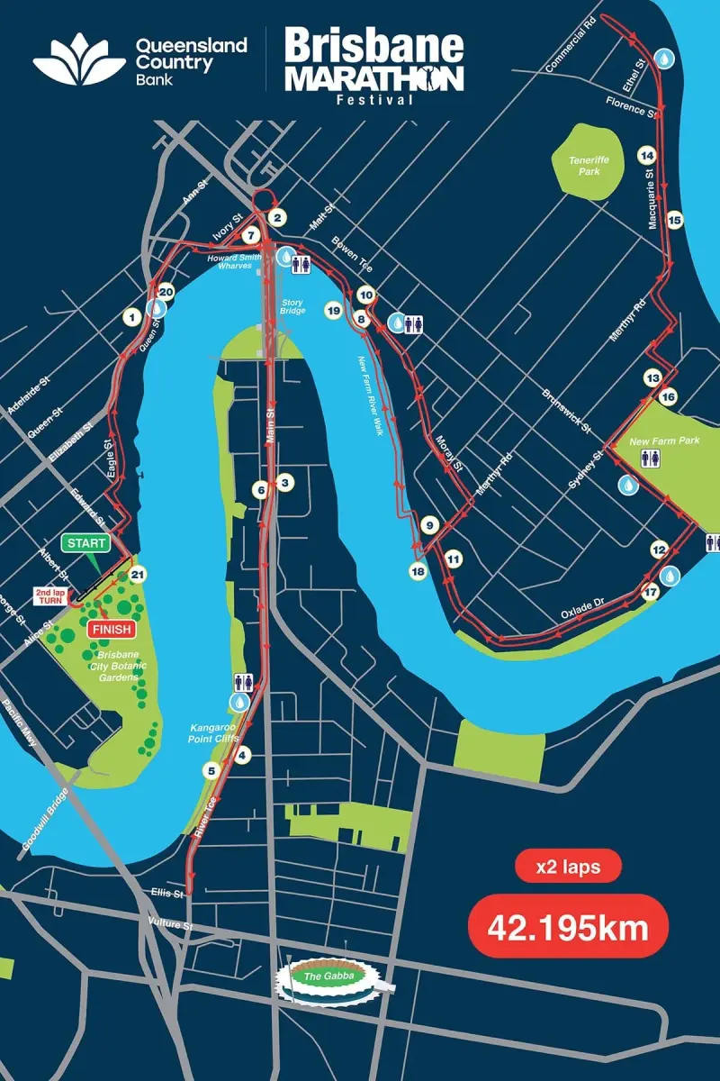 Brisbane Marathon course map and route
