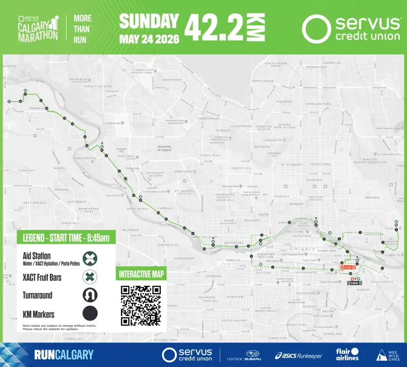 Calgary Marathon course map and route