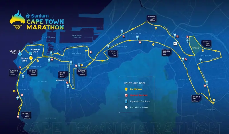 Cape Town Marathon course map and route
