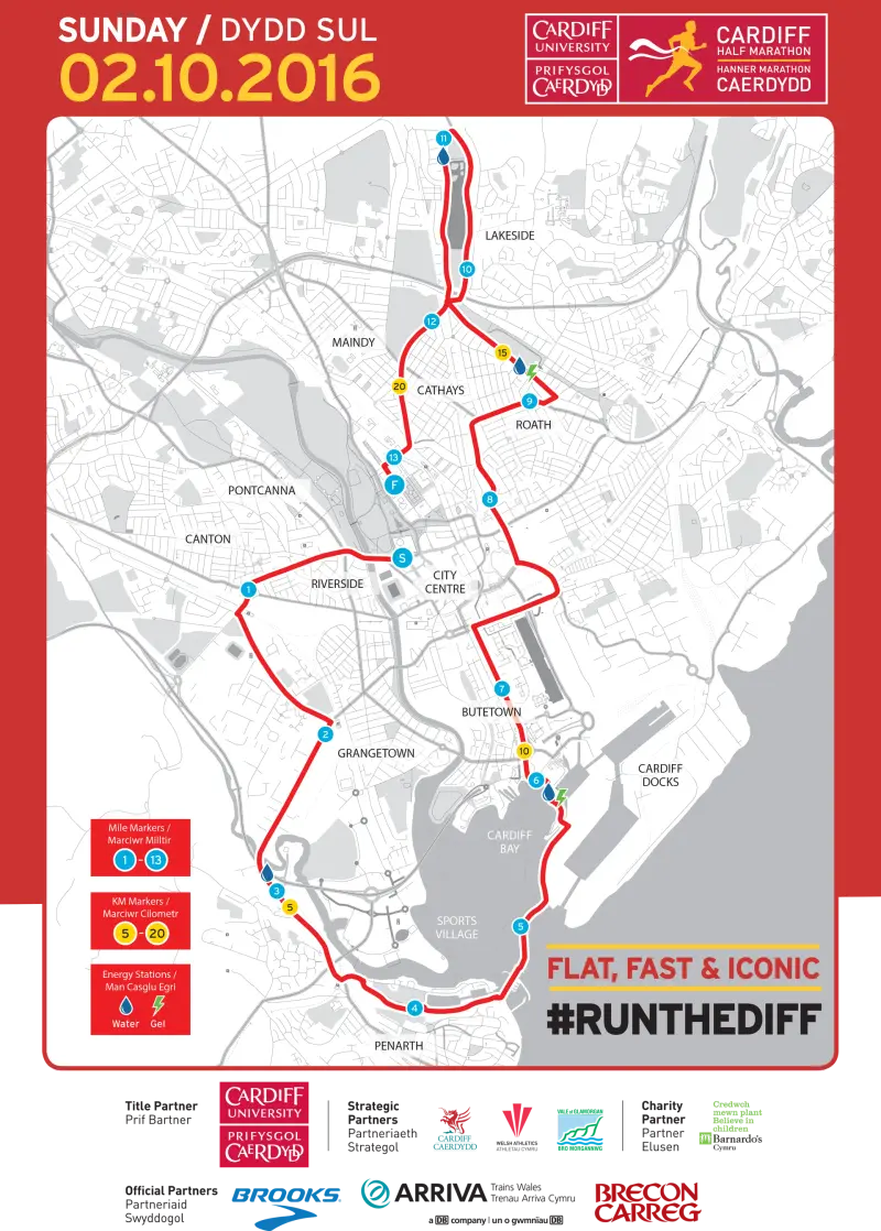 Cardiff Marathon course map and route