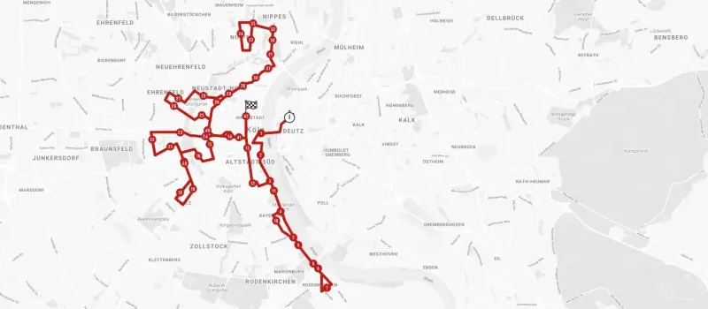 Cologne Marathon course map and route