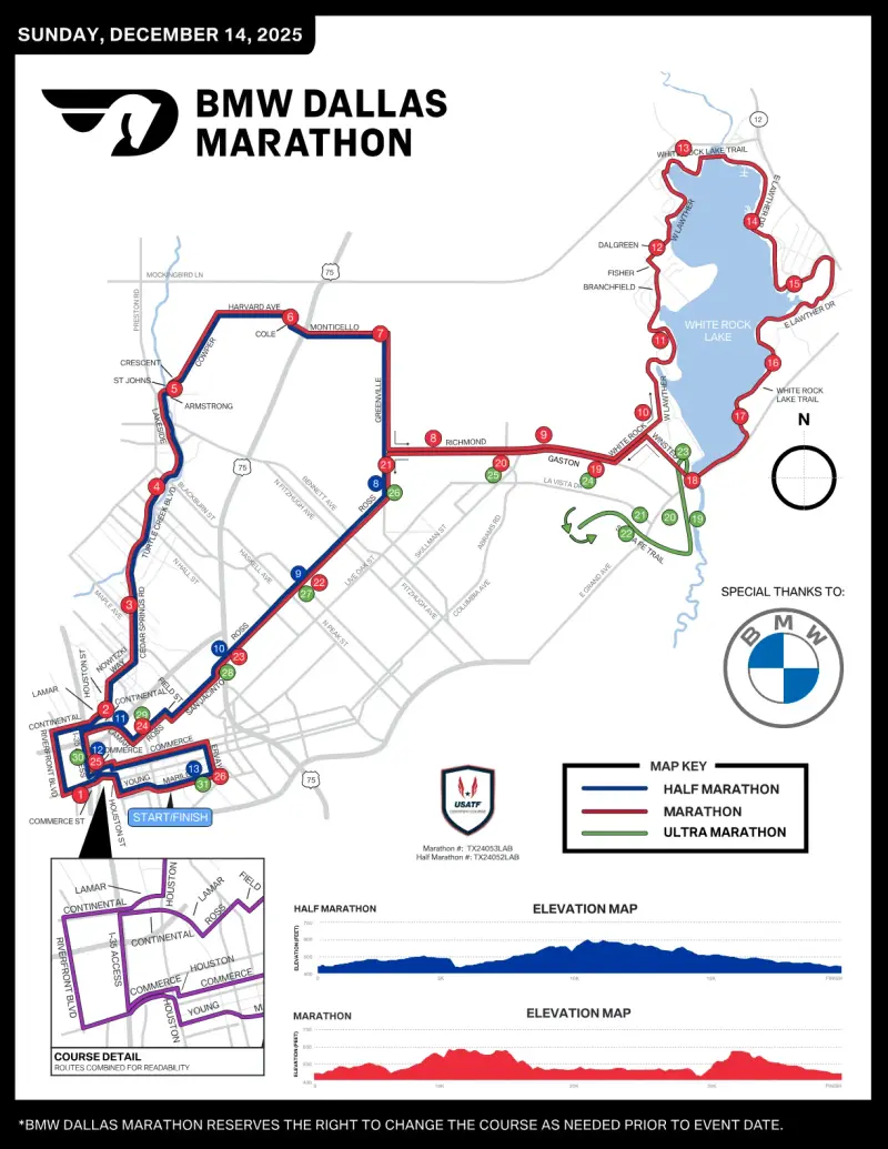 Dallas Marathon course map and route