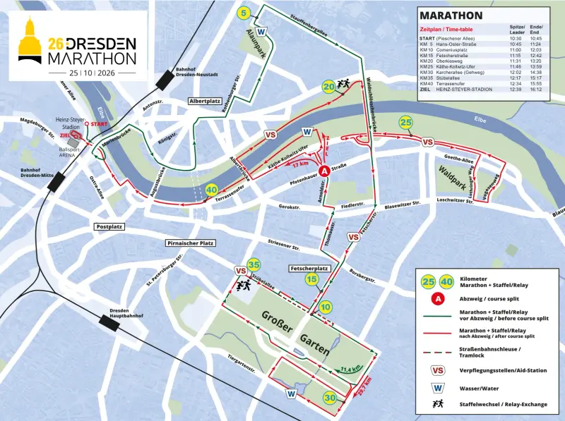Dresden Marathon course map and route