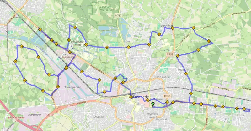 Enschede Marathon course map and route