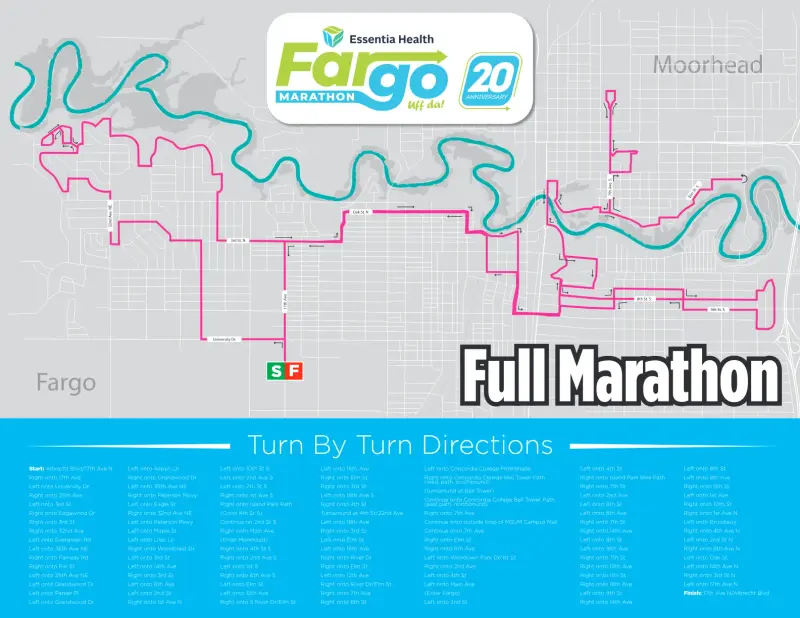 Fargo Marathon course map and route