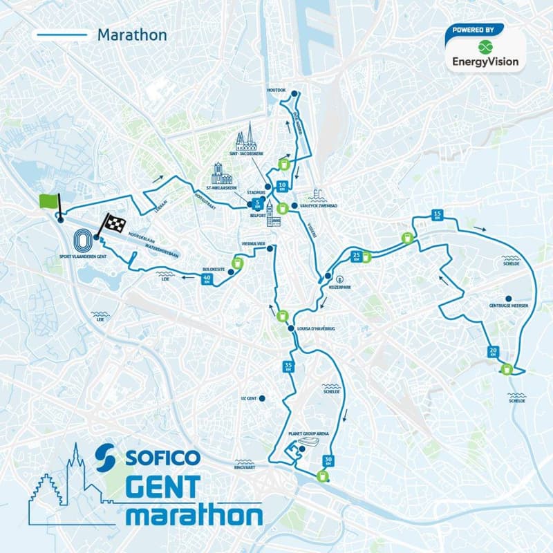 Gent Marathon course map and route