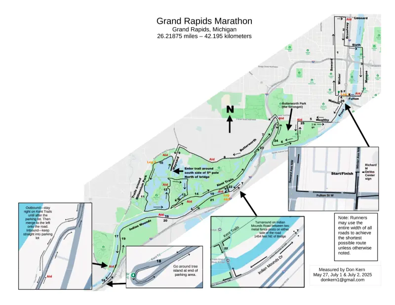 Grand Rapids Marathon course map and route
