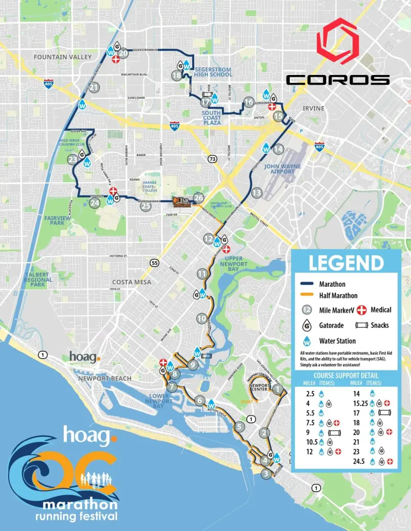 HOAG OC Marathon course map and route