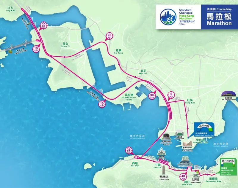 Hong Kong Marathon course map and route
