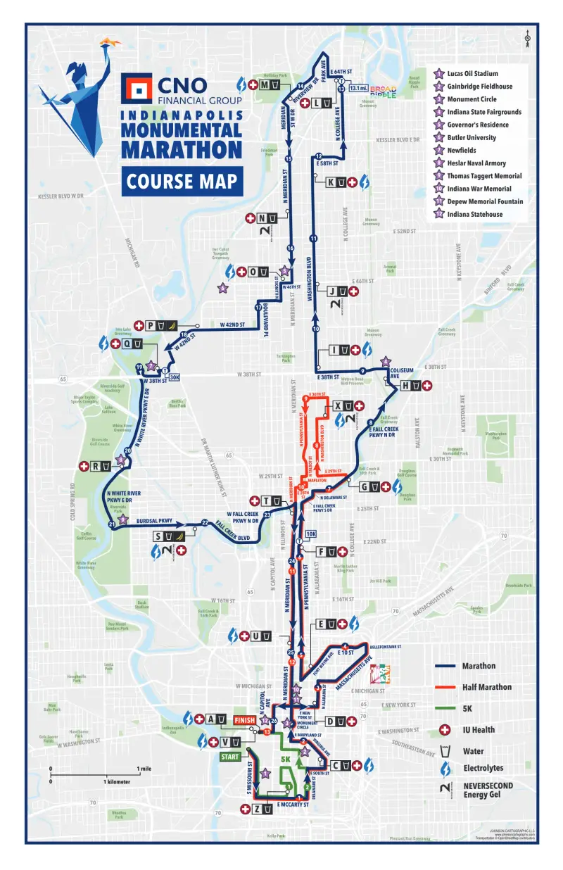 Indianapolis Marathon course map and route