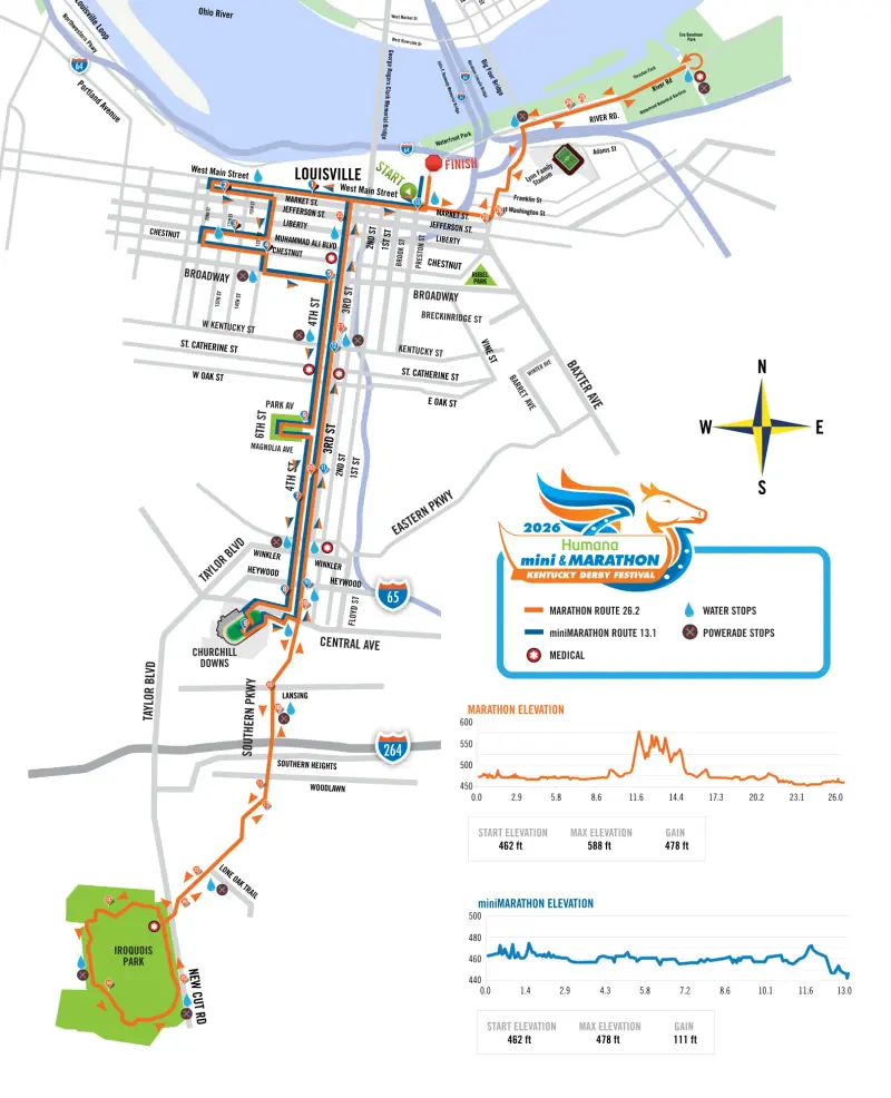 Kentucky Derby Festival Marathon course map and route