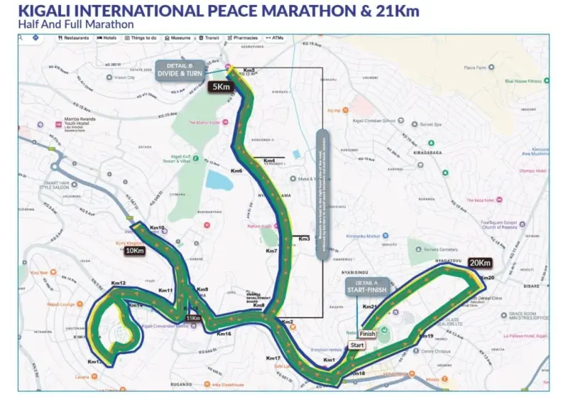 Kigali International Peace Marathon course map and route