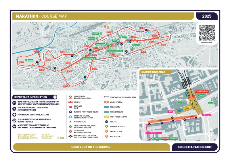 Kosice Peace Marathon course map and route