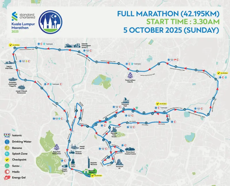 Kuala Lumpur Marathon course map and route