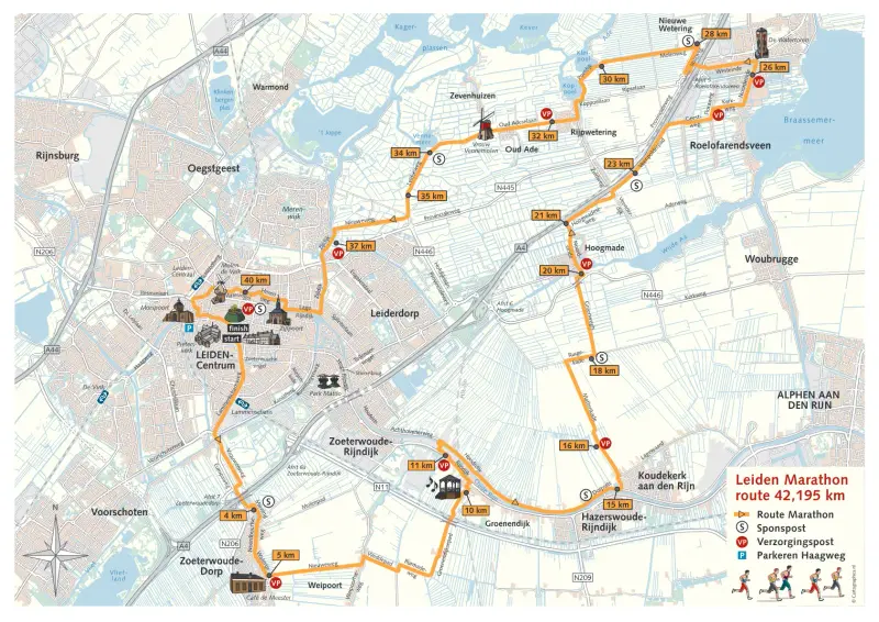 Leiden Marathon course map and route