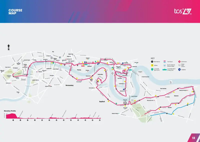 London Marathon course map and route