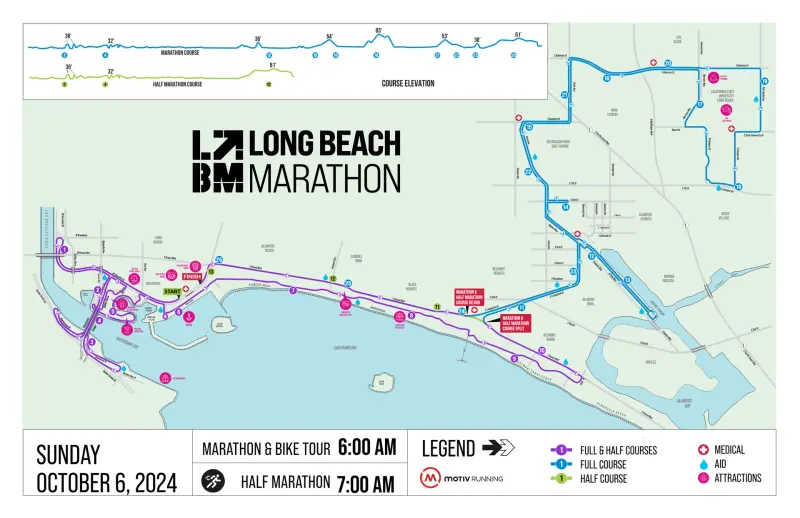 Long Beach Marathon course map and route