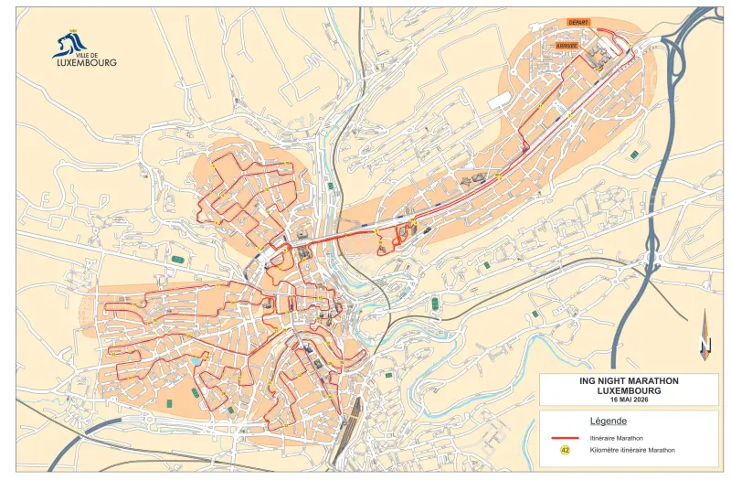 Luxembourg Marathon course map and route