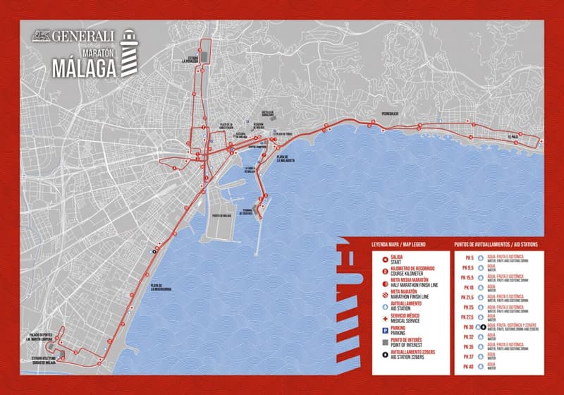 Malaga Marathon course map and route