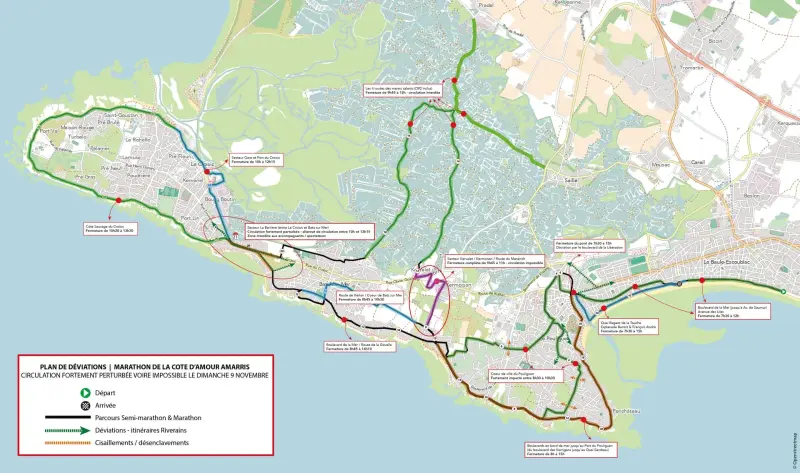 Marathon de la Côte d'Amour course map and route