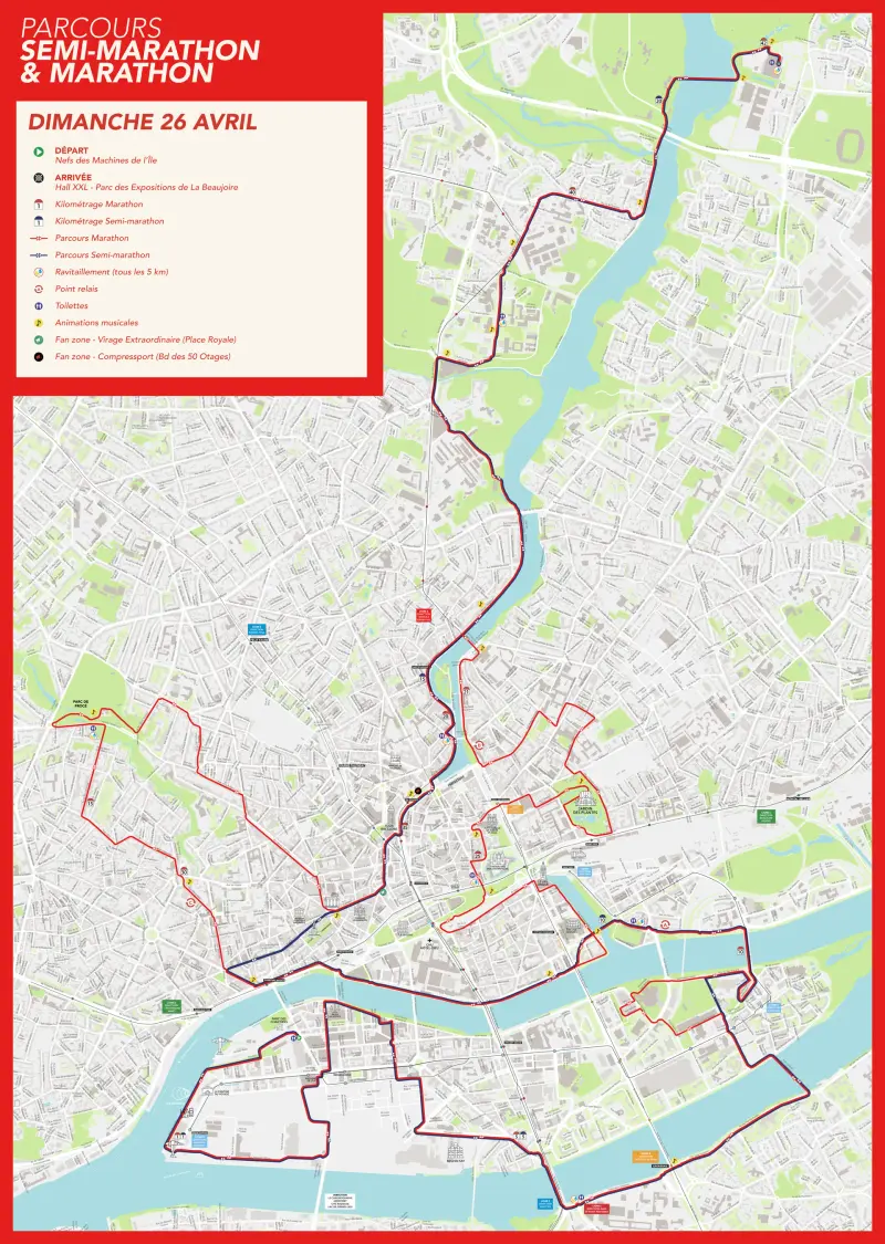 Marathon de Nantes course map and route