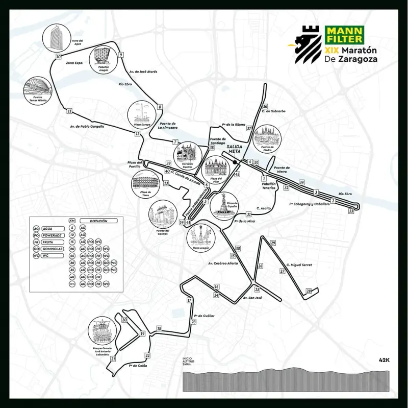Maraton de Zaragoza course map and route