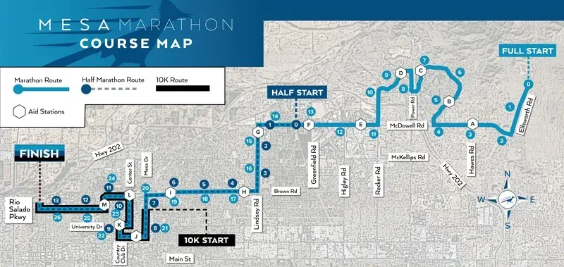 Mesa-PHX Marathon course map and route