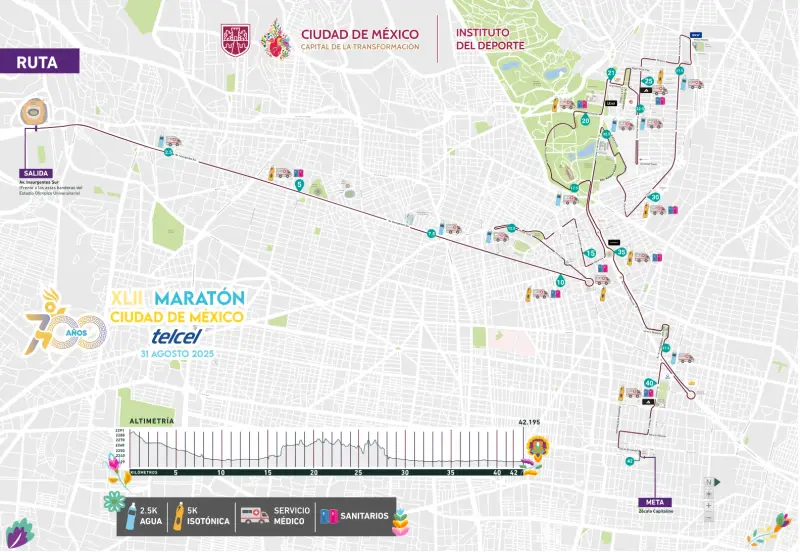 Mexico City Marathon course map and route