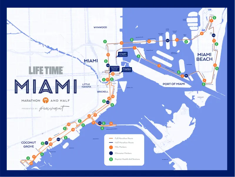Miami Marathon course map and route