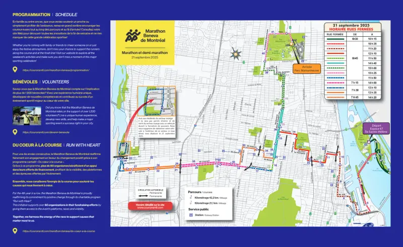 Montreal Marathon course map and route