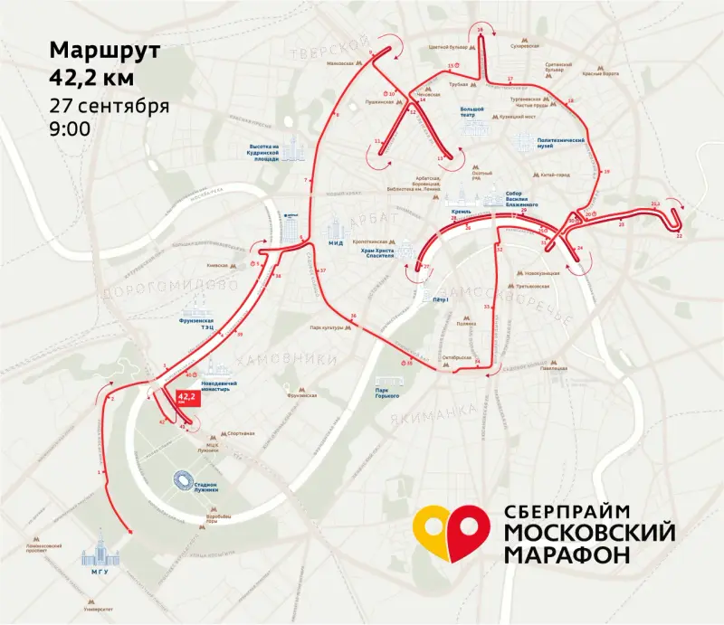 Moscow Marathon course map and route