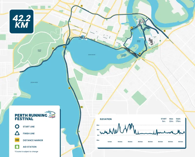 Perth Marathon course map and route