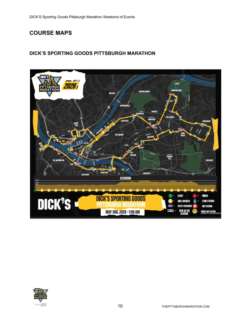 Pittsburgh Marathon course map and route