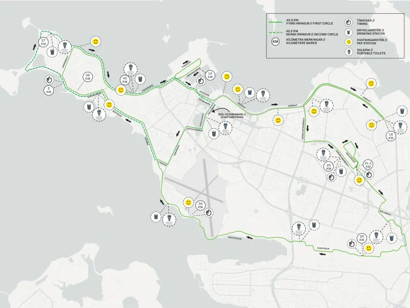 Reykjavik Marathon course map and route