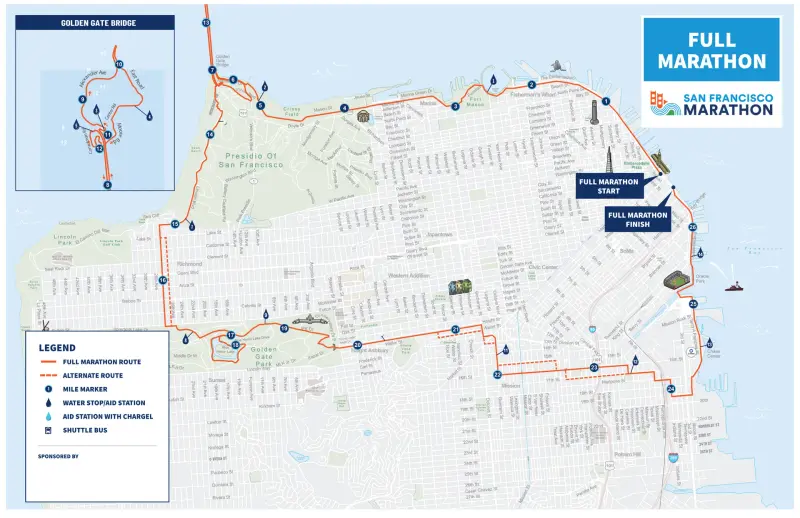 San Francisco Marathon course map and route