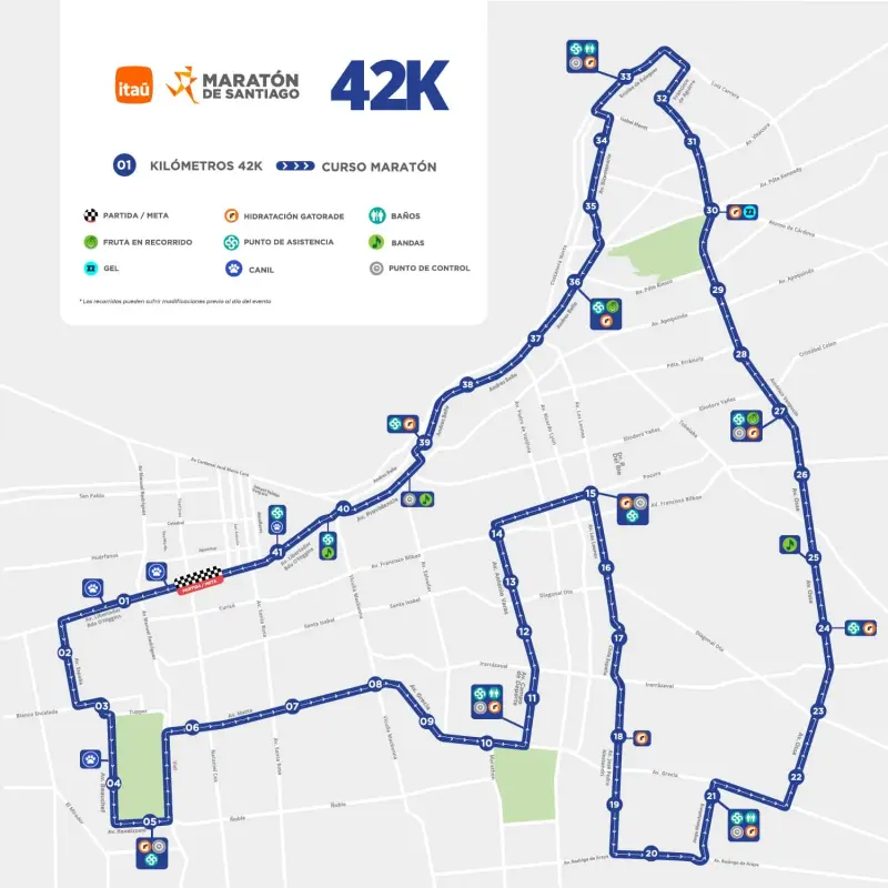 Santiago Marathon course map and route
